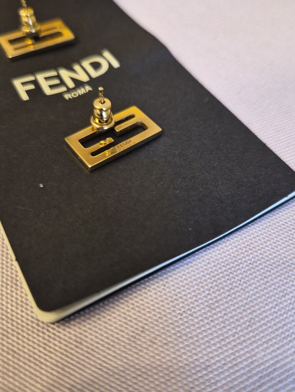 Fendi FF Logo Gold-Tone Stud Earrings - Picture 2 of 8